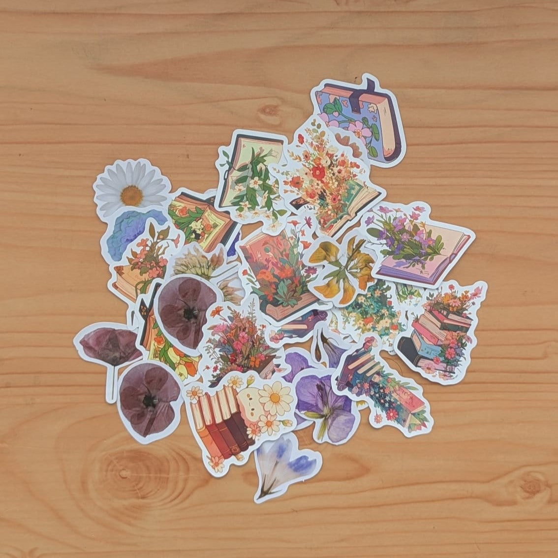 Books & Flowers Stickers